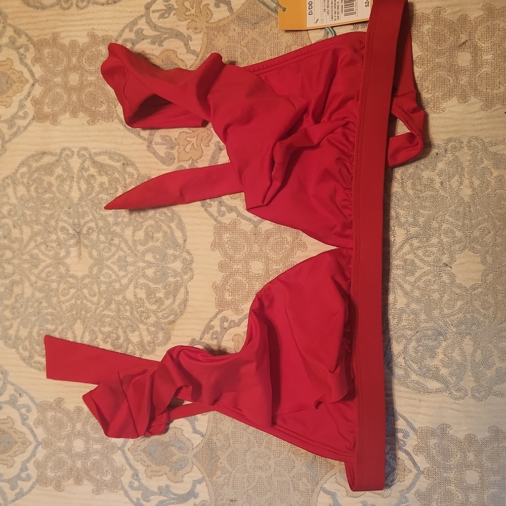 Kona Sol Bikini Top Lively Red D/DD NWT